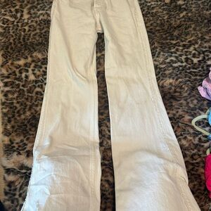 PacSun Cream Flare Wide Leg Jeans